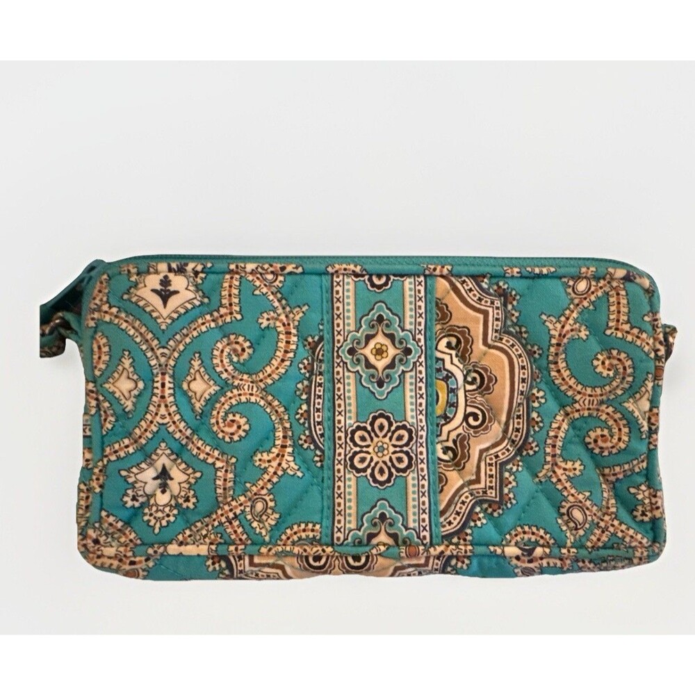 VINTAGE VERA BRADLEY RARE RETIRED Peacock Paisley FABRIC ZIP WALLET COIN PURSE - Picture 2 of 9